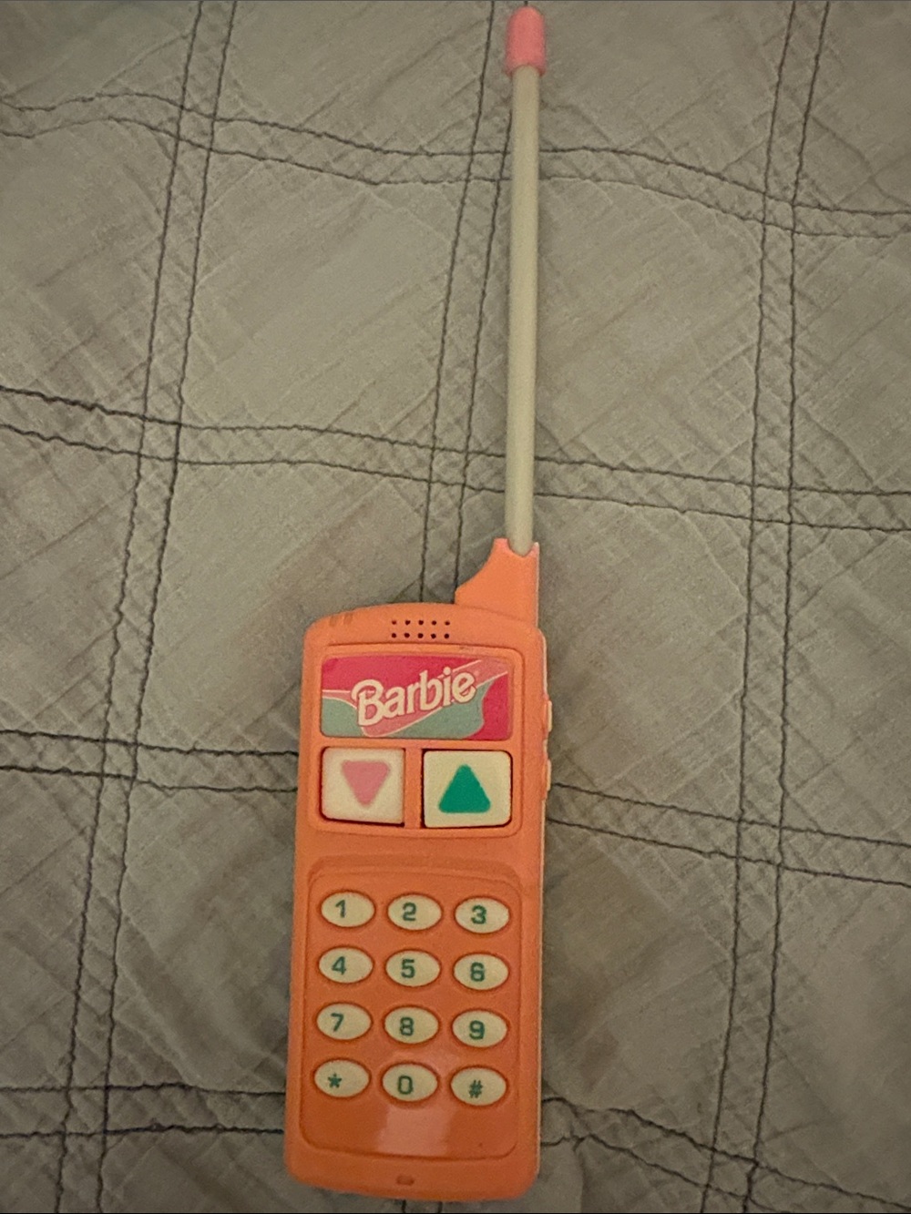 Vintage Barbie Orange and Pink Retro Toy Phone with Antenna
